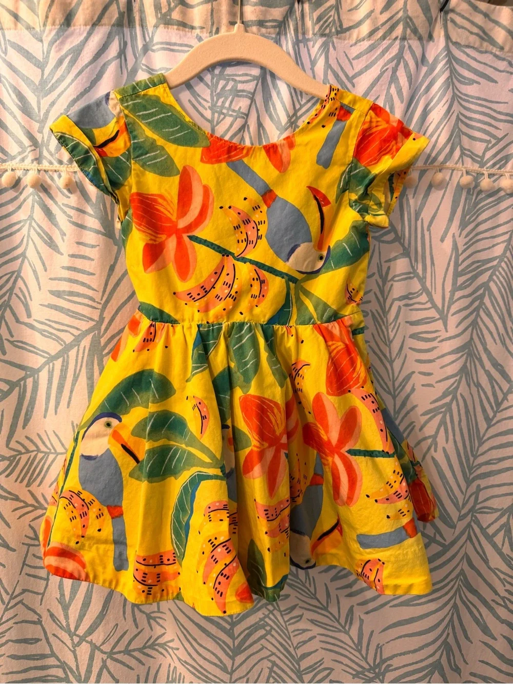Tea Collection Tropical Floral Yellow Twirl Dress with Peek-a-boo Back - Picture 5 of 8